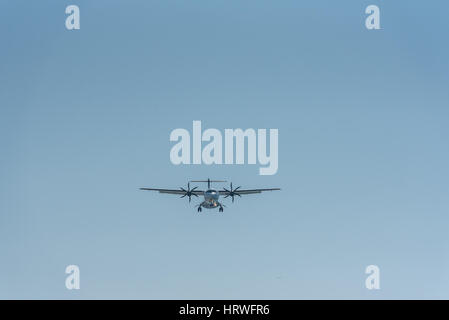 Israir plane landing in Sde Dov airport, Tel Aviv-Yafo, Israel Stock Photo