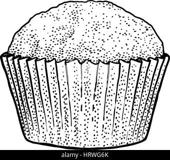 Cupcake illustration, drawing, engraving, ink, line art, vector Stock Vector