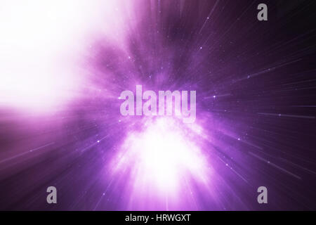 Star Warp or Hyperspace, abstract speed tunnel warp in space. Across the universe. 3d rendering Stock Photo