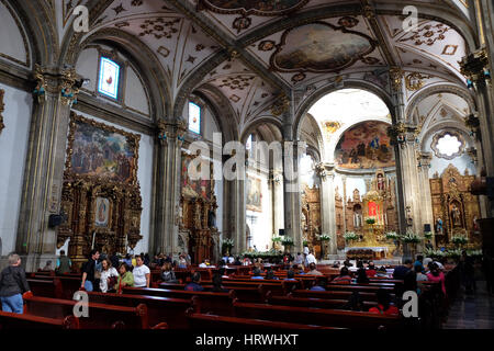 Interior of the San Juan Bautista Church in Coyoacan, Mexico City. Stock Photo