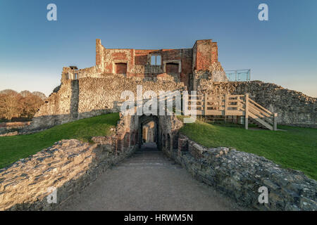 Farnham Castle ruins in mid winter on a sunny, cold day Stock Photo