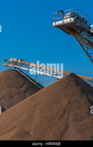 Sand and gravel piles at the end of a aggregates sorting plant Gravesend Kent Stock Photo