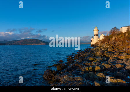 The Cloch Lighthouse on the clyde coast between Gourock and Wemyes Bay. Stock Photo