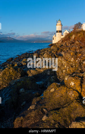 The Cloch Lighthouse on the clyde coast between Gourock and Wemyes Bay. Stock Photo