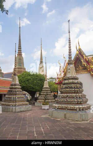 Stupas in Wat Pho, Bangkok, Thailand Stock Photo