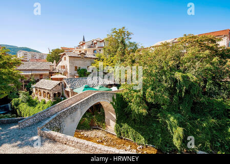 Mostar old town bridge and architecture Stock Photo