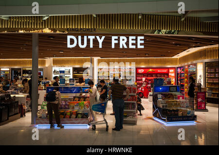 25.01.2017, Bangkok, Thailand, Asia - A duty free shop in the transit area at Bangkok's Suvarnabhumi Airport. Stock Photo