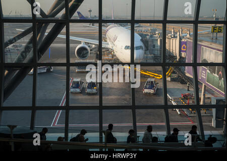 inside boeing airliner economy cabin class interior alamy bangkok airways passenger thai plane thailand asia