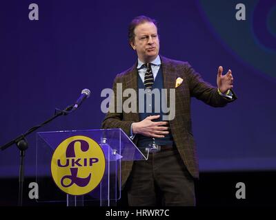 Weymouth, Dorset, UK. 4th Mar, 2017. UK Independence Party conference, UKIP, Matthew Brown (UKIP Wiltshire) Credit: Dorset Media Service/Alamy Live News Stock Photo