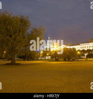 Night view of Saviour's Cathedral of Blood in Petersburg Stock Photo