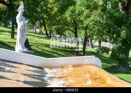 St. Petersburg, RUSSIA-28 of August, 2016. Fountains in Peterhof. Peterhof-one of suburbs of St. Petersburg with a large number of ancient fountains Stock Photo