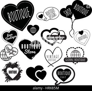 selection of vector and clip art symbols based on a retro vintage boutique theme Stock Vector