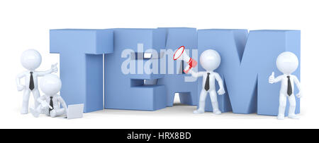 Group of businesspeople with TEAM sign. Business concept.Isolated. Contains clipping path. 3d illustration Stock Photo