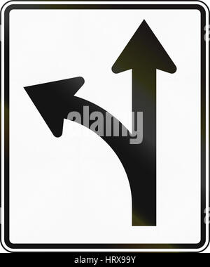 United States MUTCD regulatory road sign - Left or straight. Stock Photo