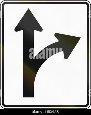 United States MUTCD regulatory road sign - Straight or right. Stock Photo