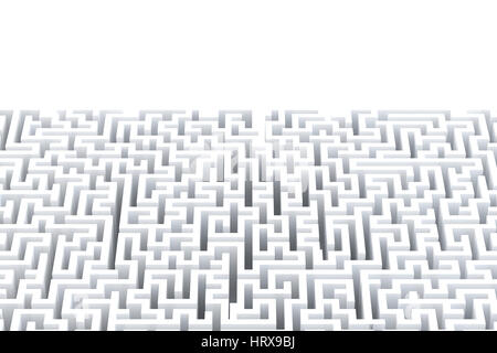 Abstract white maze with copyspace. Isolated on white. Contains clipping path. Stock Photo