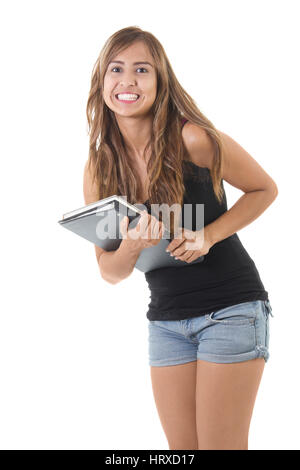 Stock image of female college student isolated on white background Stock Photo