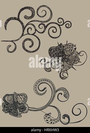 decorative flower zentangle background for adult coloring page of easy ...