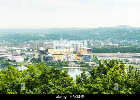 Pittsburgh, USA - June 3, 2016: View of Heinz field in with Allegheny river Stock Photo
