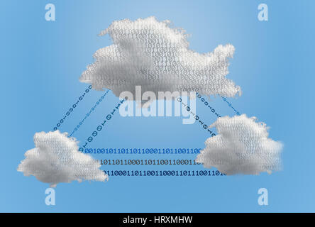 Concept image for cloud computing and online applications showing several different competing environments interconnected by data streams Stock Photo