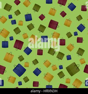 Colorful Shopping Paper Bag Seamless Pattern Stock Vector