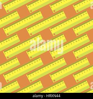 Yellow Wooden Ruler Seamless Pattern Stock Vector
