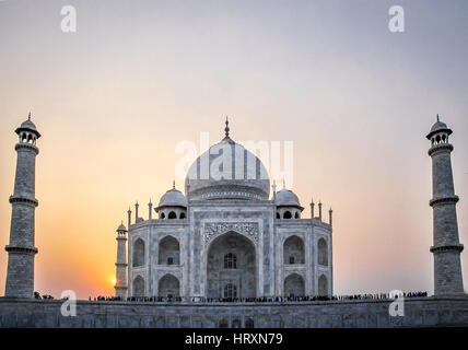 Sunset over Taj Mahal - Agra, India Stock Photo
