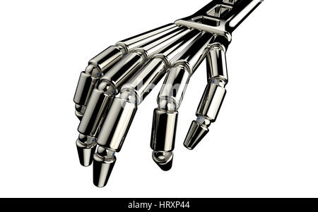 Metallic robot hand isolated on white background 3D rendering Stock Photo