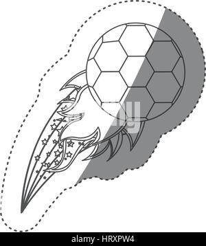 sticker grayscale contour with olympic flame with soccer ball Stock Vector