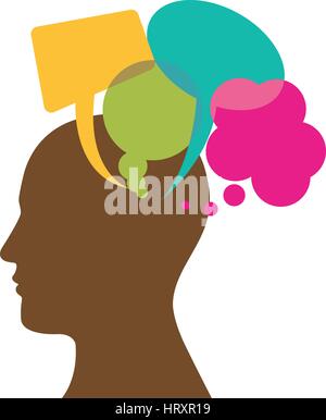 silhouette head human with colorful set dialog cloud icon Stock Vector