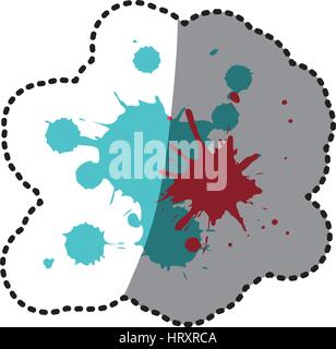 sticker Colored splashes in abstract shape design Stock Vector