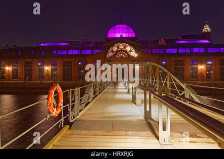 Old fish market hall along the Elbe River , Altona, Hamburg, Germany, Europe Stock Photo