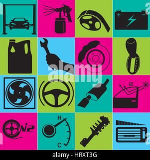 Icon set service car shop. Vector Art, Illustration. Stock Vector