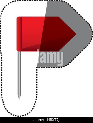 sticker color silhouette with flag marker Stock Vector