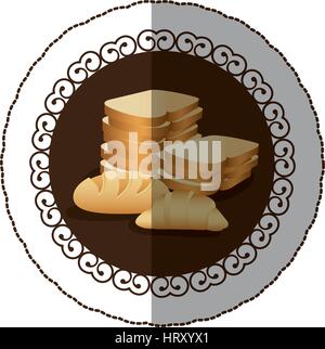 emblem color various types of bread icon Stock Vector