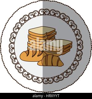 emblem various types of bread icon Stock Vector
