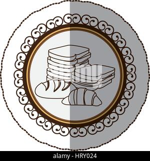 emblem sihouette various types of bread icon Stock Vector