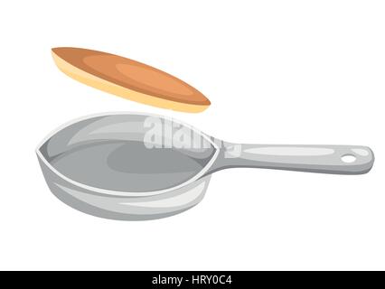 Cooking in home pan. Cartoon steel cooking pots with cooking food, concept  of home dinner on stove, flaming gas burner heats kitchen 11229685 Vector  Art at Vecteezy