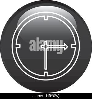black circular frame with wall clock icon Stock Vector