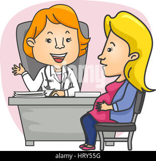 Illustration of a Pregnant Girl with her Ob-Gyn during her checkup ...