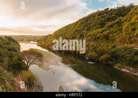 Manawatu Gorge or Te Apiti opening near Ashurst New Zealand in the North Island and is the route for the railway and state highway 3 from Palmerston Stock Photo