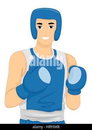 Illustration of a Boxer Wearing Protective Gear Stock Photo