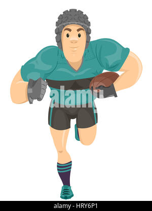 Illustration of a Rugby Player Running with the Ball Stock Photo