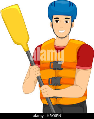 Illustration of a Man Wearing Whitewater Rafting Gear Stock Photo