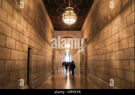 NEW YORK, USA - April 27 2016: Corridor in the New York City Public Library Main Branch Stock Photo