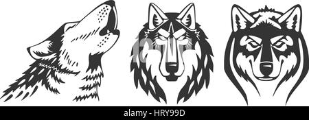 Wolfs vector heads Stock Vector