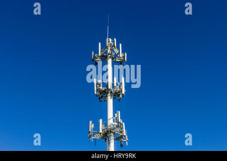 Telecommunications and Wireless Equipment Tower with Directional Mobile Phone Antenna - Landscape Stock Photo