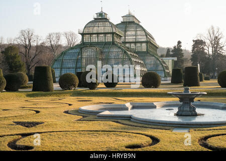 Palm House or Palmenhaus in the Schönbrunn palace gardens, Vienna, Austria. Stock Photo