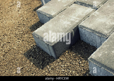 sidewalk from bricks Stock Photo