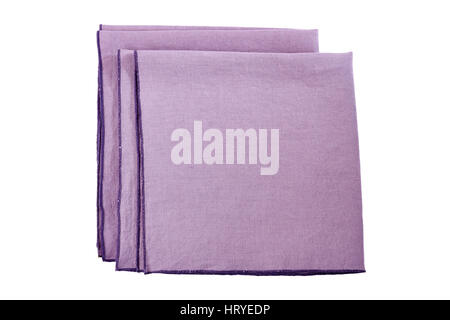 Two violet textile napkins on white Stock Photo